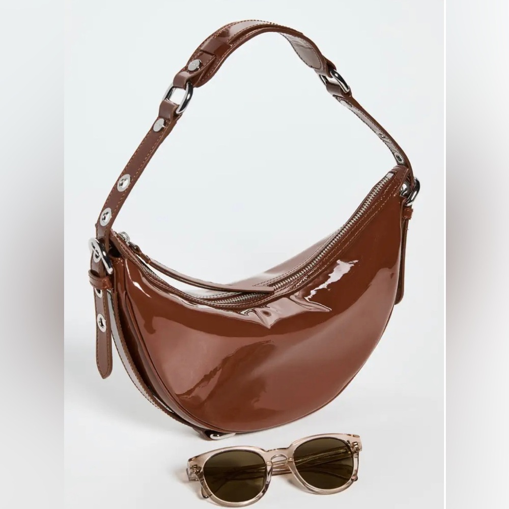 BY FAR Gib Chocolate Patent Leather Bag